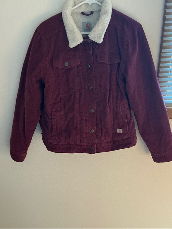 Carhartt Jackets & Blazers - Carhartt Women's Burgundy Corduroy Jacket with Sherpa Collar